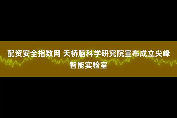 配资安全指数网 天桥脑科学研究院宣布成立尖峰智能实验室